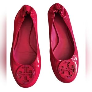 Tory Burch Hot Pink Patent Leather Ballet Flats Reva 7.5